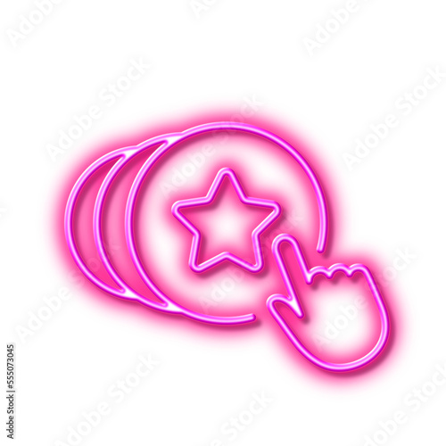 Hold heart line icon. Friends love sign. Brand ambassador hand. Neon light effect outline icon.