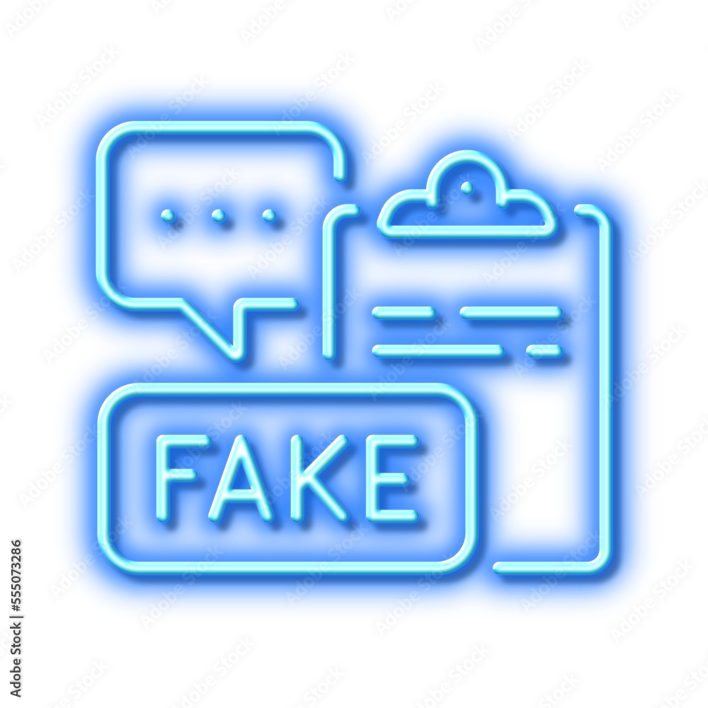 Fake document line icon. Propaganda conspiracy clipboard sign. Neon light effect outline icon. Fake document line icon. Propaganda conspiracy clipboard sign. Neon light effect outline icon.
