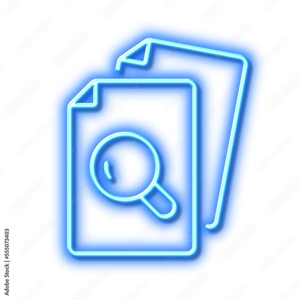 Inspect line icon. Research documents sign. Neon light effect outline icon. Inspect line icon. Research documents sign. Neon light effect outline icon.