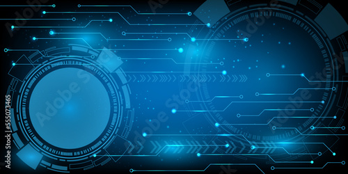 circular hud connection with circuit board futuristic modern website background or cover page vector for technology and finance concept and education future company