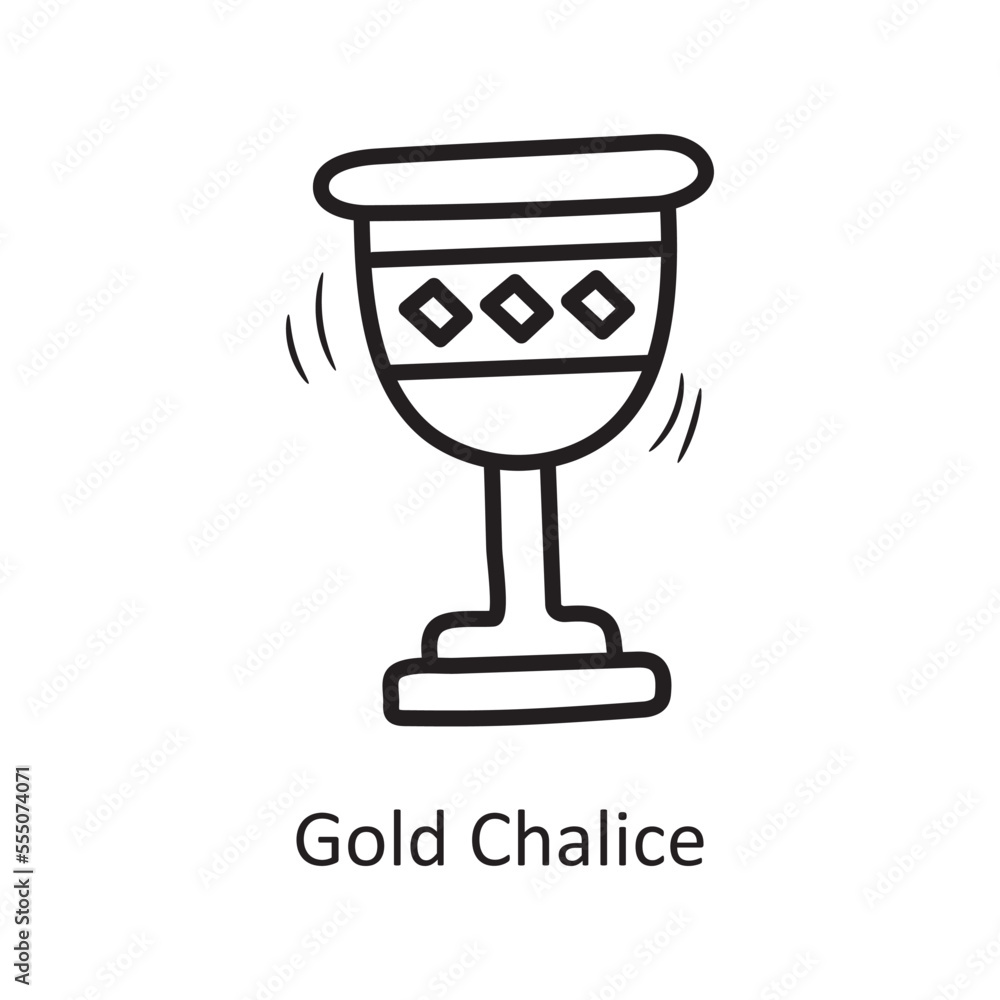 Gold Chalice Vector Outline Icon Design illustration. Medieval Symbol on White background EPS 10 File Gold Chalice Vector Outline Icon Design illustration. Medieval Symbol on White background EPS 10 File