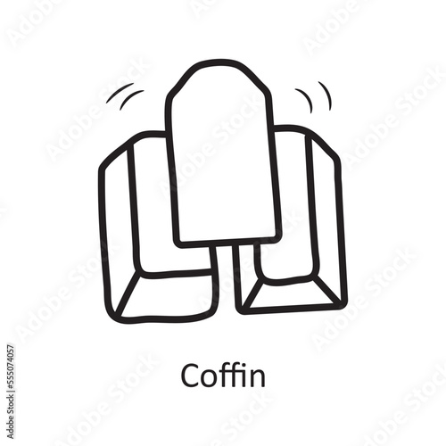 Coffin Vector Outline Icon Design illustration. Medieval Symbol on White background EPS 10 File