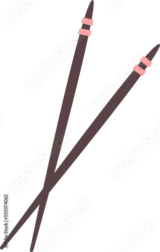 Wooden chopsticks flat icon Asian food utensil
