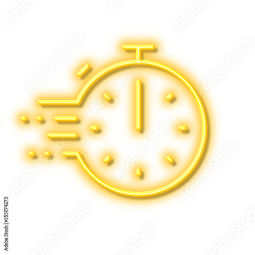 Cooking timer line icon. Frying stopwatch sign. Food preparation. Neon light effect outline icon.