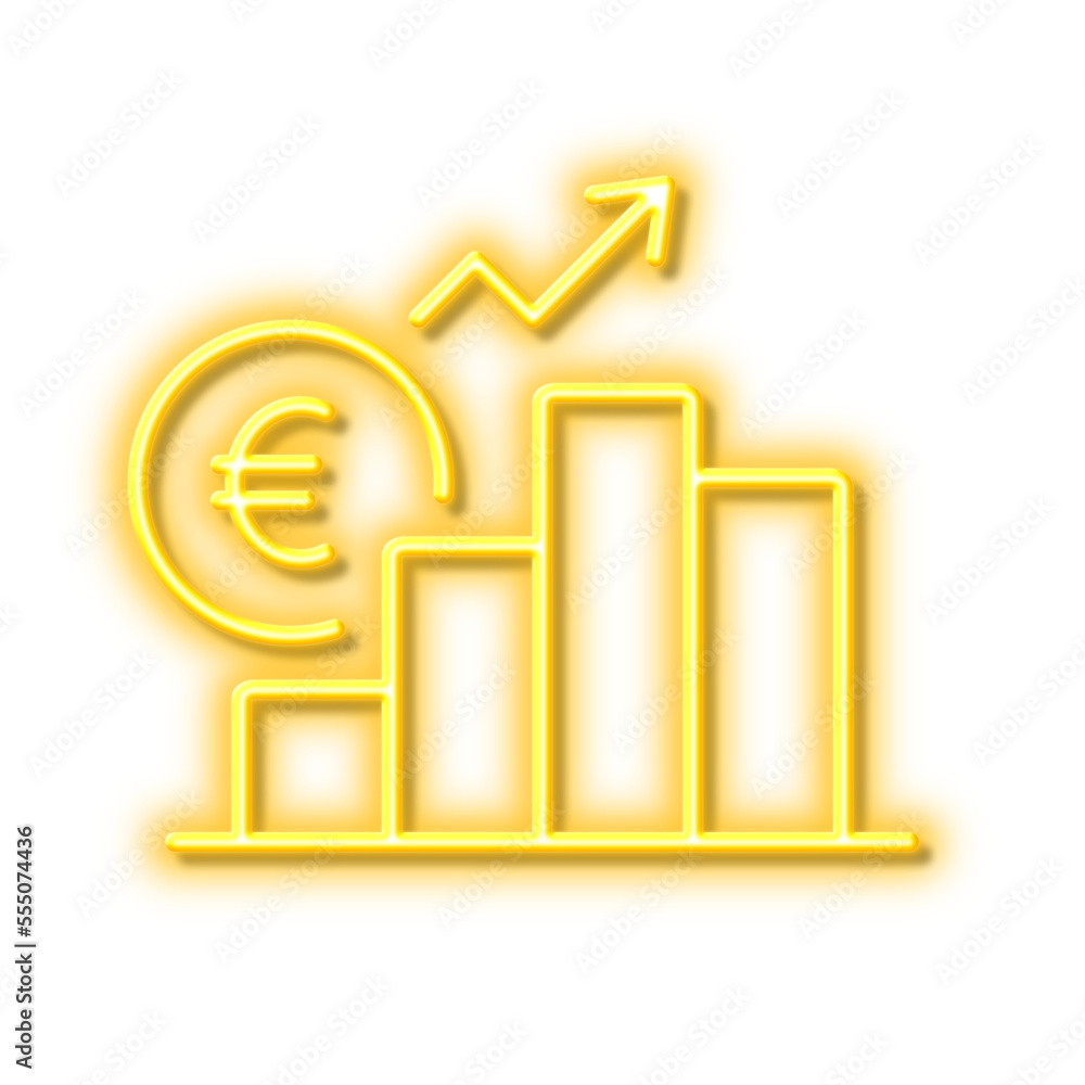 Euro rates line icon. Currency exchange sign. Neon light effect outline icon. Euro rates line icon. Currency exchange sign. Neon light effect outline icon.