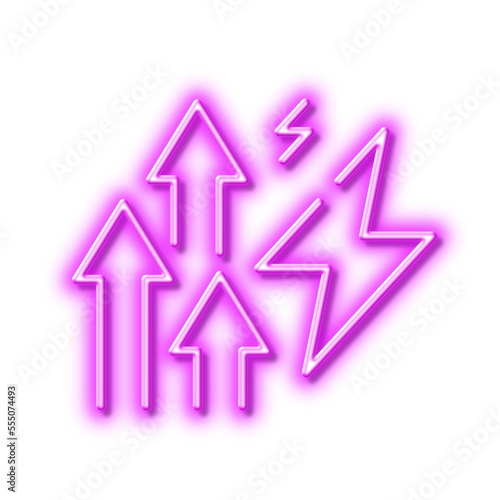 Energy inflation line icon. Electric power up trend sign. Neon light effect outline icon.