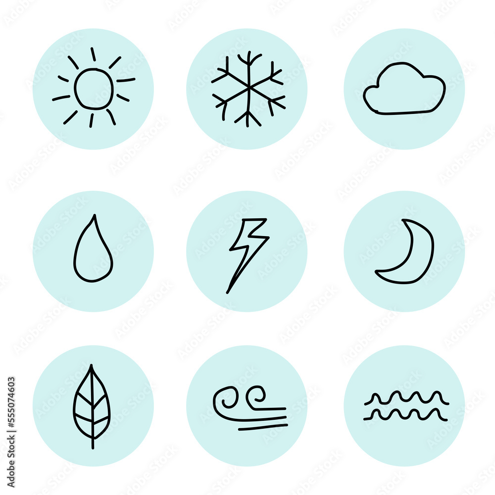 vector icon weather season, Flat design style Nature Flat Icons Set. Collection Of Windy, Sunny, Drop And Other Elements. Also Includes Symbols Such As Snow, Sunny, Frosty.
