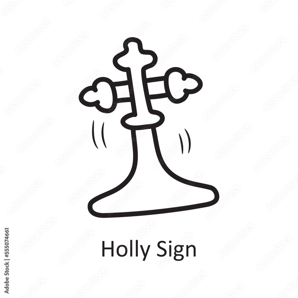 Holly Sign Vector Outline Icon Design illustration. Medieval Symbol on White background EPS 10 File Holly Sign Vector Outline Icon Design illustration. Medieval Symbol on White background EPS 10 File