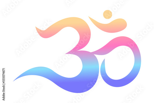 Om, aum colorful symbol of Hinduism, sign isolated on white background. 