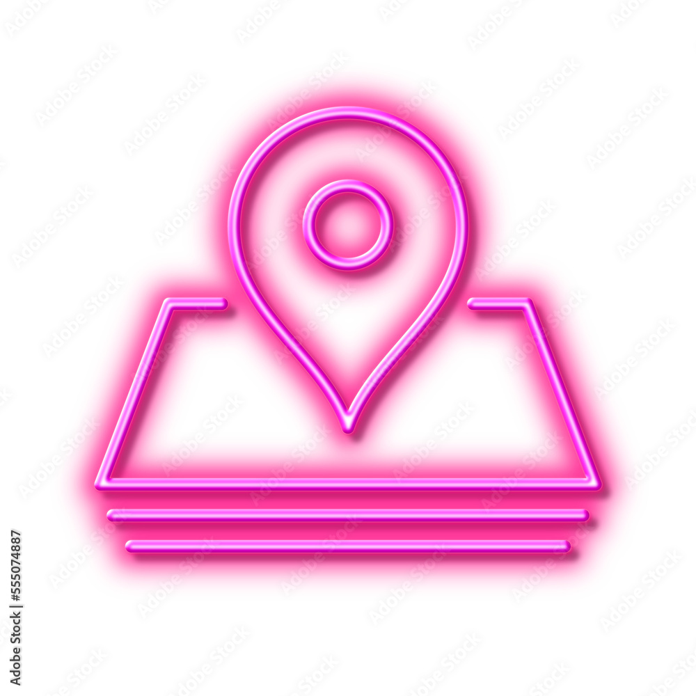 Map pin line icon. Trip point sign. Neon light effect outline icon. Map pin line icon. Trip point sign. Neon light effect outline icon.
