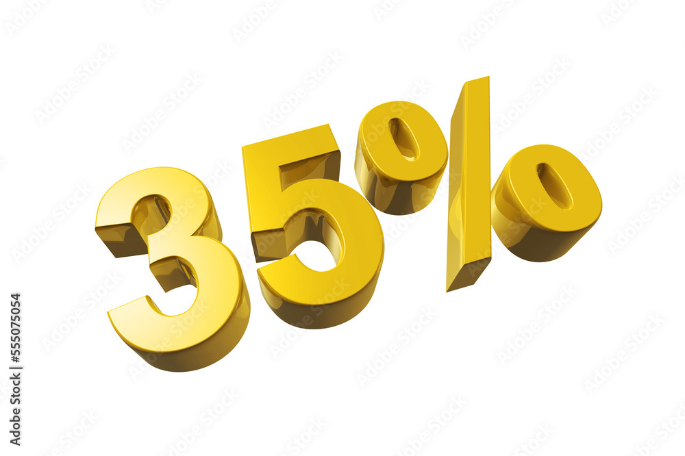 35% off discount offer. 3D illustration isolated on transparent background. Promotional price rate 35% off discount offer. 3D illustration isolated on transparent background. Promotional price rate
