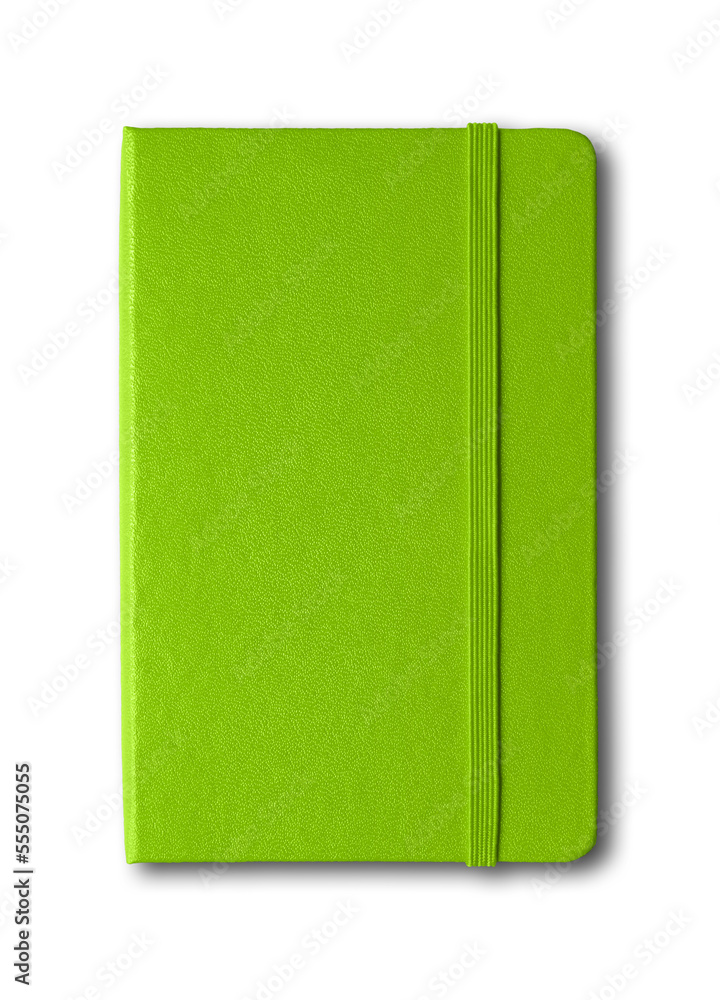 Green closed notebook isolated on white Green closed notebook isolated on white