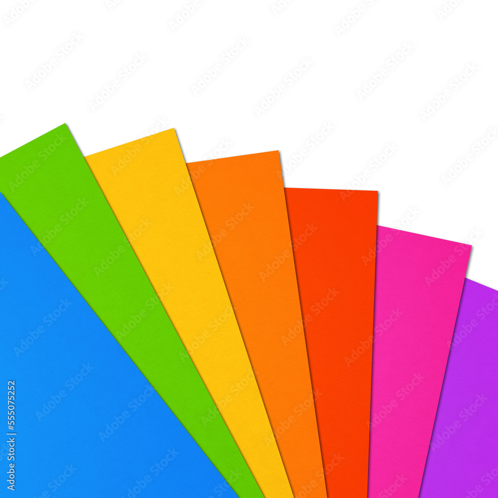 Colorful rainbow Blank A4 paper sheet range on white background Colorful rainbow Blank A4 paper sheet range on white background