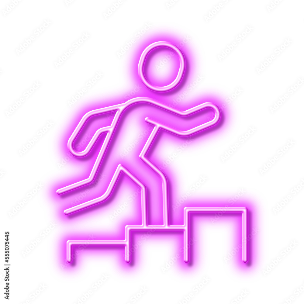 Leader run line icon. Person running sign. Neon light effect outline icon. Leader run line icon. Person running sign. Neon light effect outline icon.
