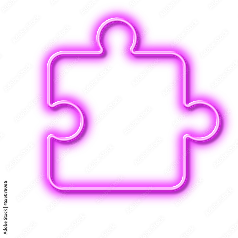 Puzzle piece line icon. Jigsaw game shape sign. Neon light effect outline icon. Puzzle piece line icon. Jigsaw game shape sign. Neon light effect outline icon.