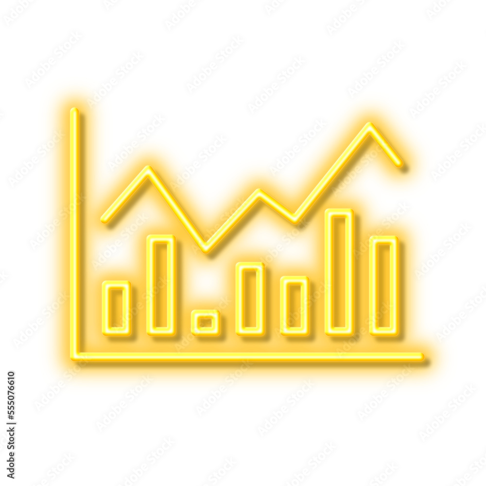 Financial chart line icon. Finance graph. Neon light effect outline icon. Financial chart line icon. Finance graph. Neon light effect outline icon.