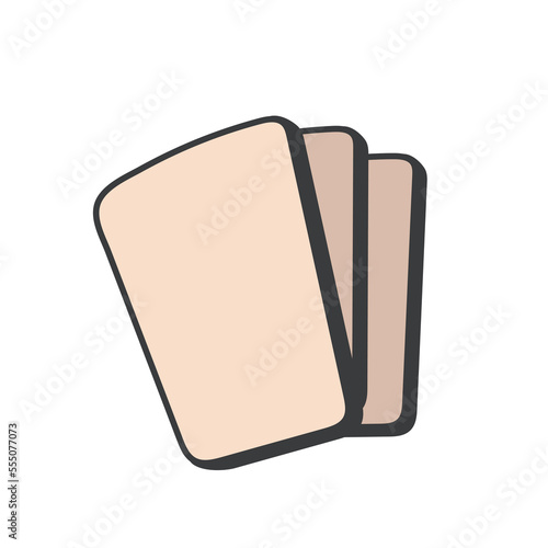 Stack of a deck of several cards. Blank, old paper. Flat vector illustration isolated white background