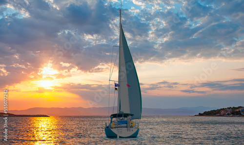 Yacht club in Cesme Marina at sunset -  Cesme is a popular destination in Izmir - İzmir, Turkey