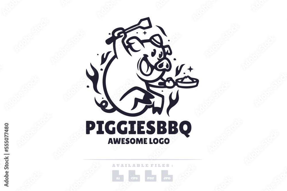 Illustration vector graphic of Piggies BBQ, good for logo design Illustration vector graphic of Piggies BBQ, good for logo design