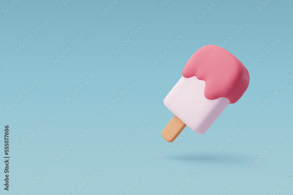 3d Vector Ice Cream stick, Summer holiday, Time to travel concept. 3d Vector Ice Cream stick, Summer holiday, Time to travel concept.
