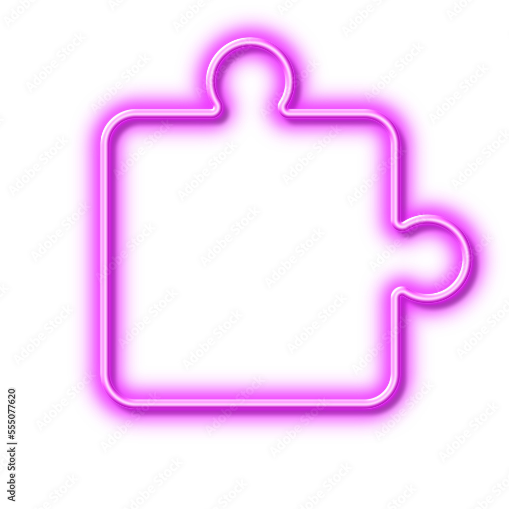 Puzzle piece line icon. Jigsaw game shape sign. Neon light effect outline icon. Puzzle piece line icon. Jigsaw game shape sign. Neon light effect outline icon.
