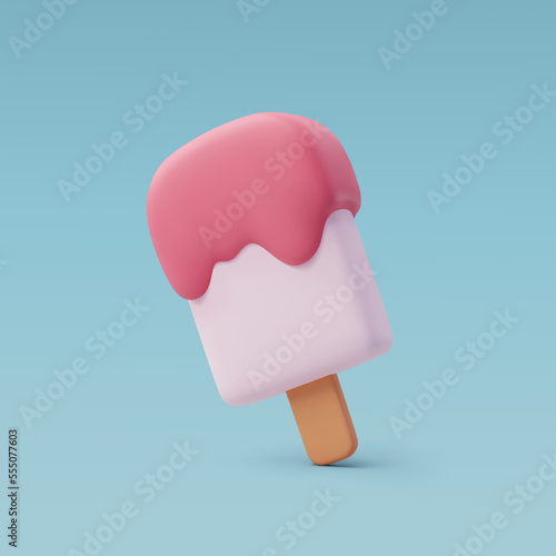 3d Vector Ice Cream stick, Summer holiday, Time to travel concept.
