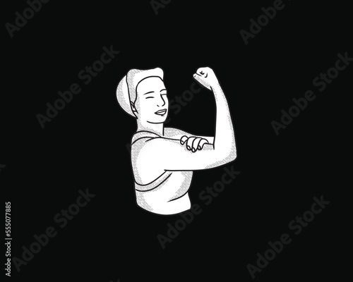 vintage hand drawing illustration strong woman pose