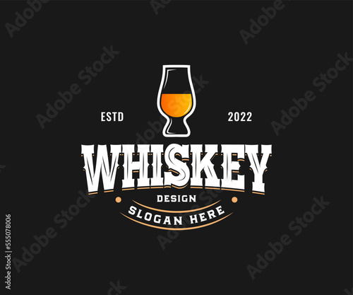 Whiskey logo design. Vintage beer, wine, and whiskey logo design template