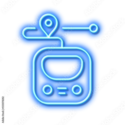 Metro line icon. Subway journey path sign. Neon light effect outline icon.