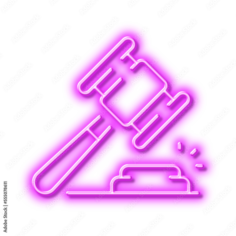 Auction hammer line icon. Bid offer sign. Neon light effect outline icon. Auction hammer line icon. Bid offer sign. Neon light effect outline icon.