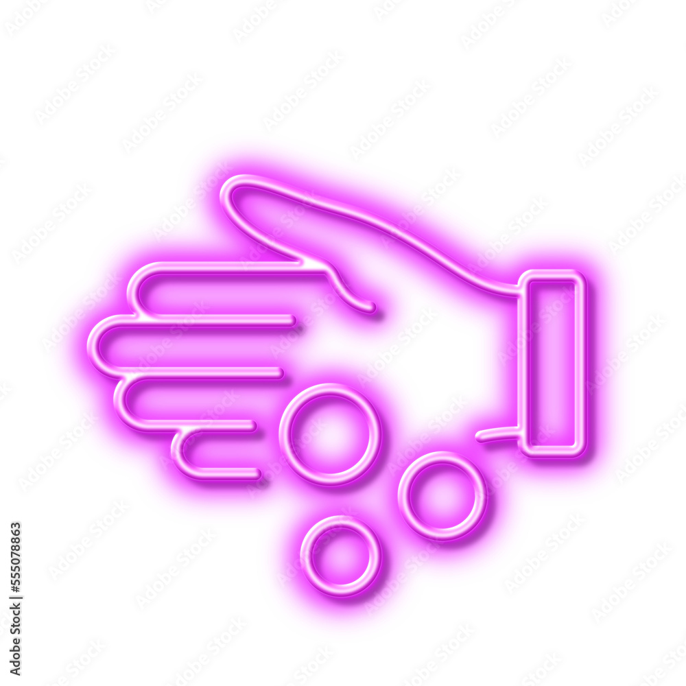 Donation money line icon. Tips money sign. Neon light effect outline icon. Donation money line icon. Tips money sign. Neon light effect outline icon.