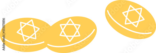 Gold old David star coins flat icon Jewish holiday
