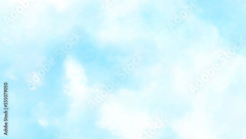 Light blue sky and white clouds. On a clear sky, floating clouds. Picturesque view of blue sky with fluffy clouds