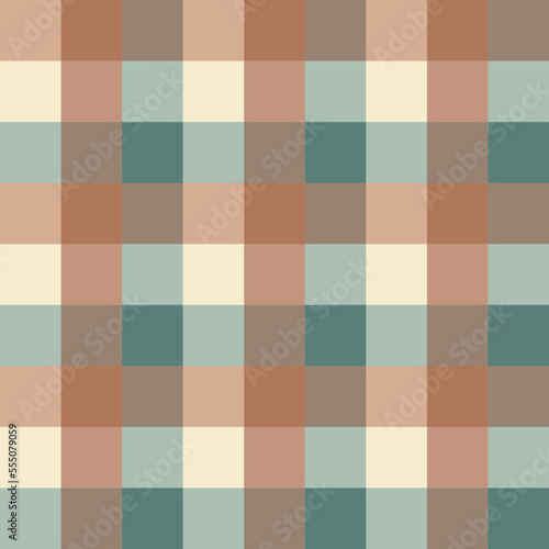Japanese Earth Tone Checkered Vector Seamless Pattern