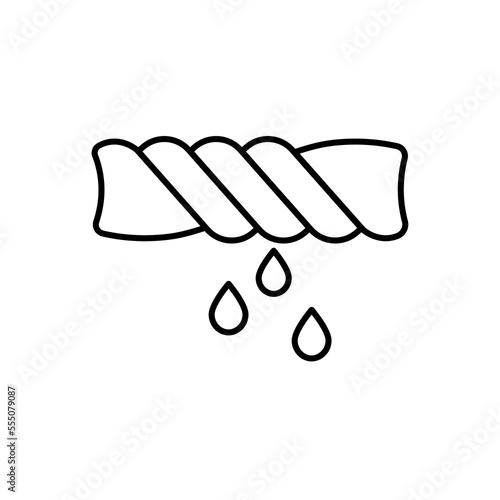 squeeze wet laundry icon, twirling fabric for dry, washing machine function, wring out, thin line symbol on white background - editable stroke vector illustration eps 10