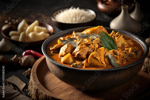 illustration of close-up Thai cuisine popular dish, Massaman curry photo