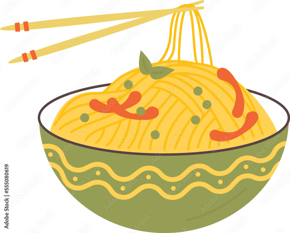 Tasty traditional asian noodles flat icon Chopsticks Tasty traditional asian noodles flat icon Chopsticks