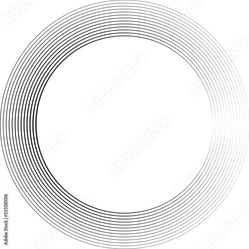 Lines in Circle Form . Spiral Vector Illustration .Technology round Logo . Design element . Abstract Geometric shape . Striped border frame for image 