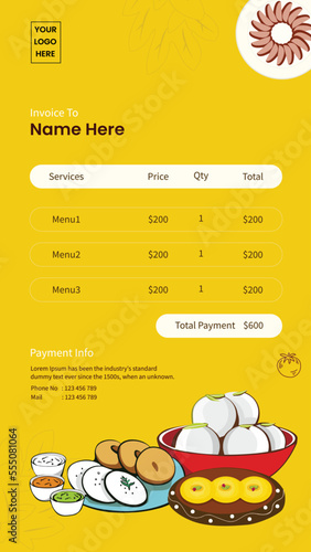 Asian traditional food invoice vector  template 