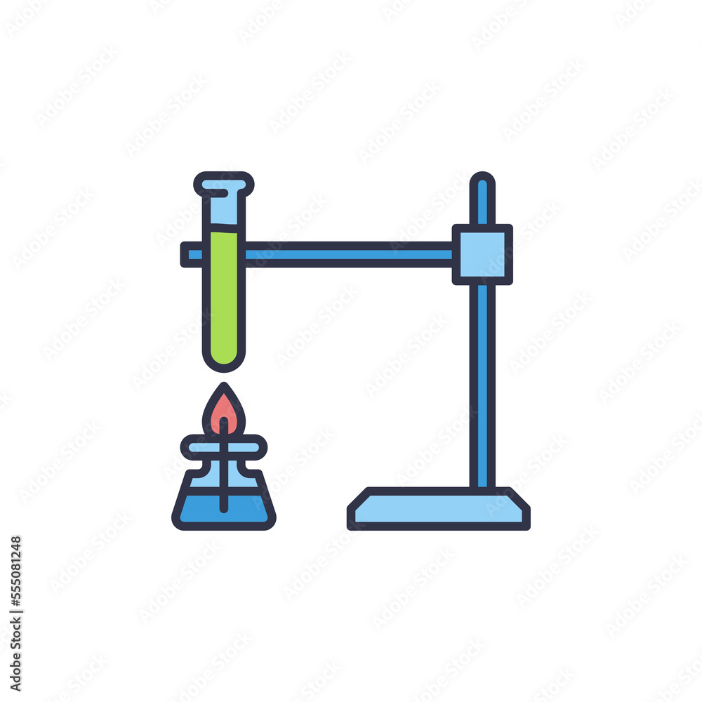 Alcohol Burner with Test Tube vector Chemistry Equipment colored icon Alcohol Burner with Test Tube vector Chemistry Equipment colored icon