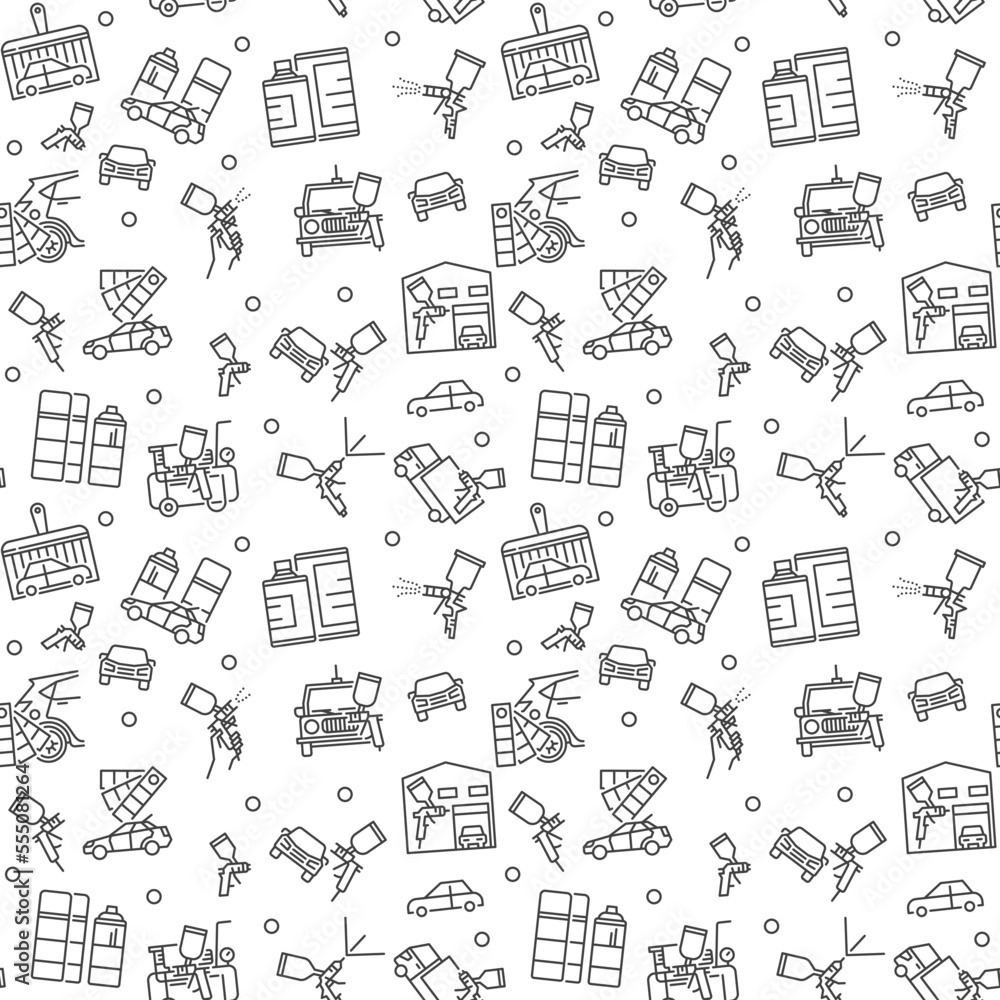 Auto Body Painting vector concept minimal outline seamless pattern