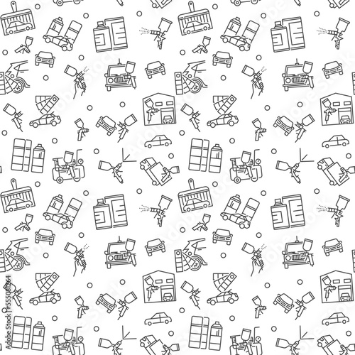 Auto Body Painting vector concept minimal outline seamless pattern