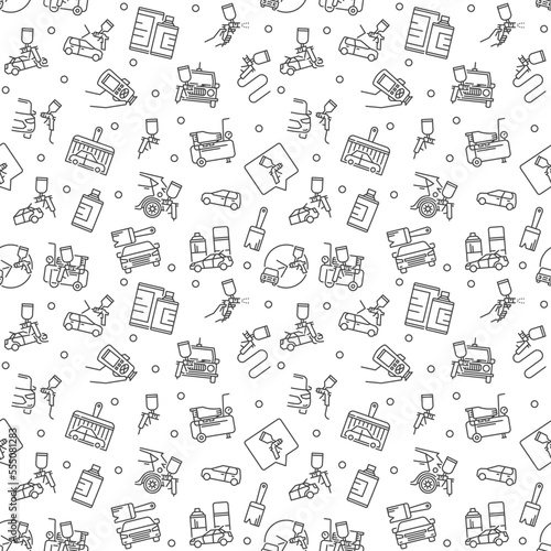 Automotive Paint Gun vector Car Painting minimal outline seamless pattern