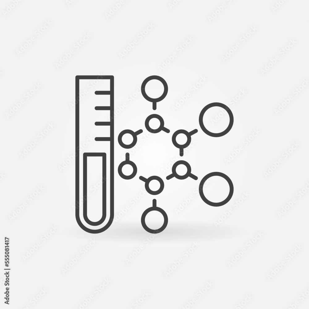 Chemical Formula with Test Tube vector Chemistry concept outline minimal icon Chemical Formula with Test Tube vector Chemistry concept outline minimal icon