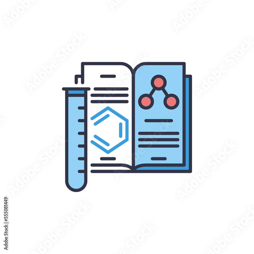 Chemistry Book with Test Tube vector colored outline icon