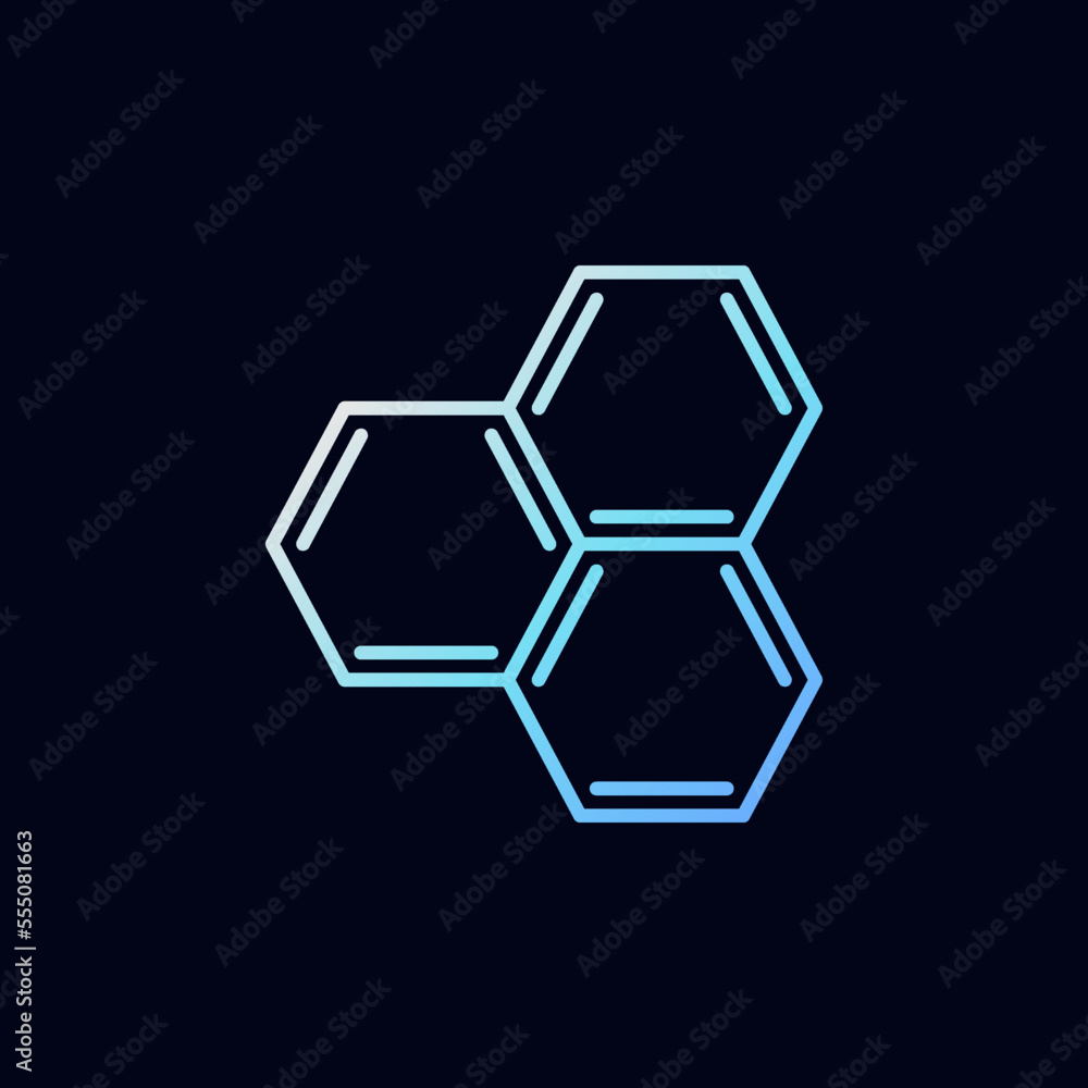 Vector Hexagon Chemical Formula Structure concept outline blue icon Vector Hexagon Chemical Formula Structure concept outline blue icon
