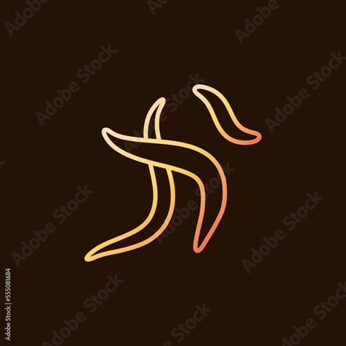 Intestinal Helminths vector concept yellow line icon or sign