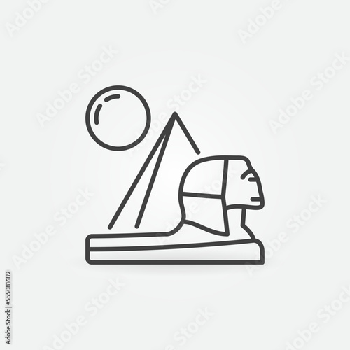 Egyptian Sphinx with Pyramid vector Egypt Landscape concept linear icon