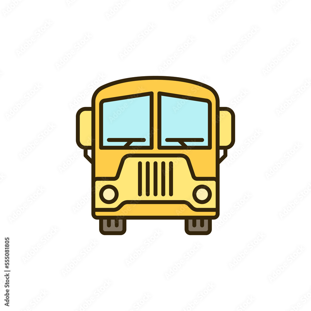 Old School Bus vector concept minimal colored icon