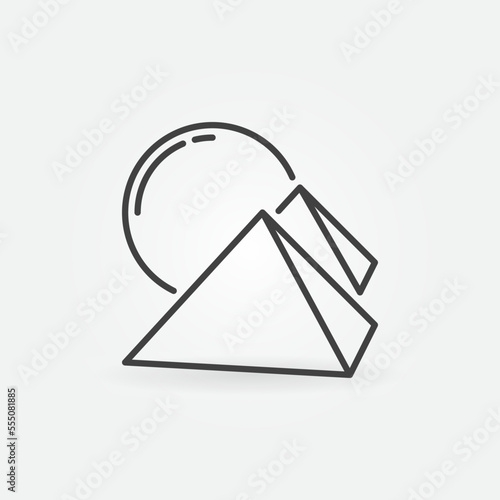 Pyramids in Egypt and Big Sun vector thin line icon